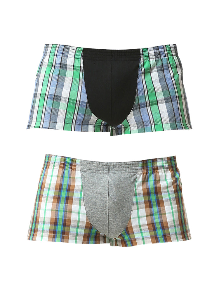 2 Pack Men's Cotton Mixed Tartan Lounge Shorts | dmunderwear detail image 12
