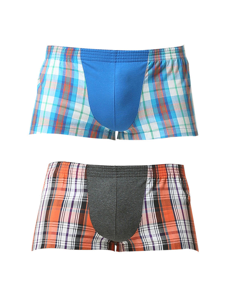 2 Pack Men's Cotton Mixed Tartan Lounge Shorts | dmunderwear detail image 17
