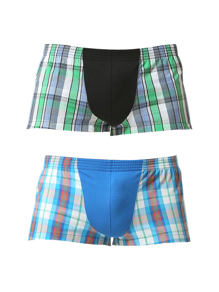 2 Pack Men's Cotton Mixed Tartan Lounge Shorts | dmunderwear variant image