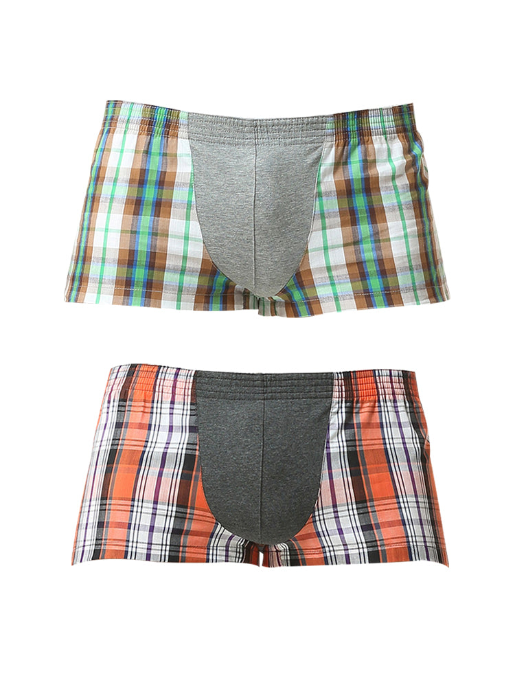 2 Pack Men's Cotton Mixed Tartan Lounge Shorts | dmunderwear detail image 7
