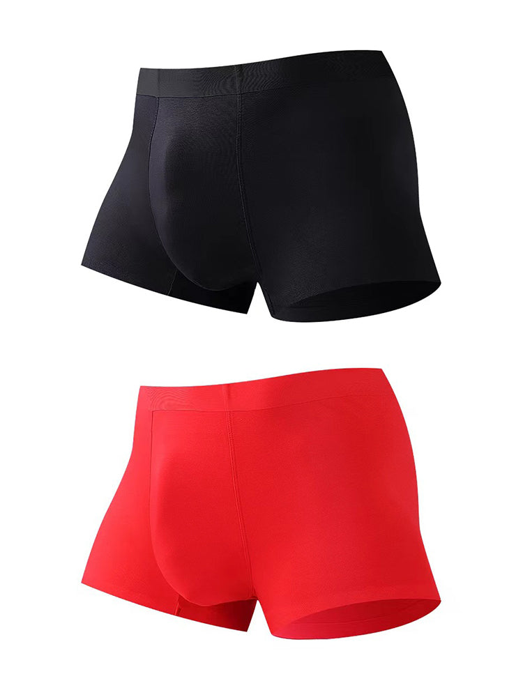 2 Pack Men's Seamless Comfort Stretch Fabric Breathable Modern Fit Solid Color Trunks | dmunderwear variant image