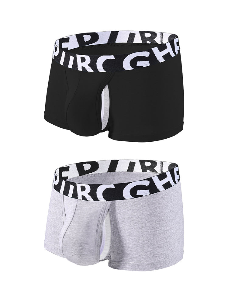 2 Pack Men's Separated Pouch Side Vent Design Trunks | dmunderwear variant image