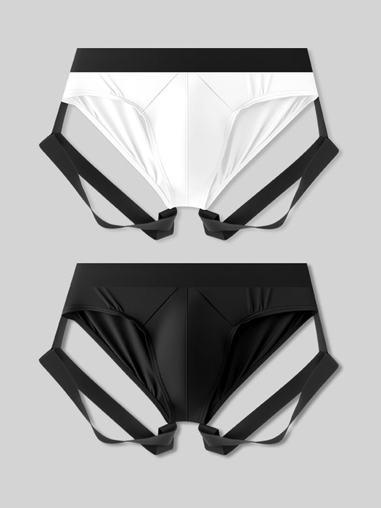 2 Pack Men's Sexy Briefs with Elastic Leg Straps and Contoured Pouch | dmunderwear variant image
