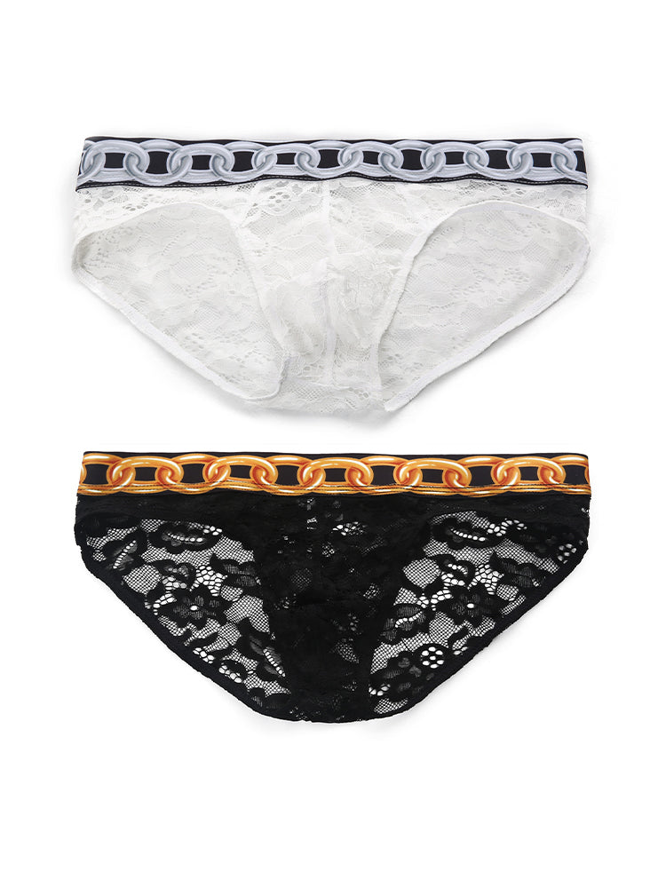 2 Pack Men's Sexy Lace Lightweight & Airy Sporty Cut Breathable Odor-Control Bikini | dmunderwear variant image
