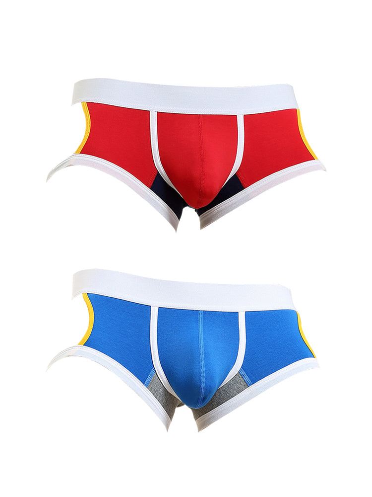 2 Pack Men's Soft Cotton Three-Hole Trunks | dmunderwear detail image 12