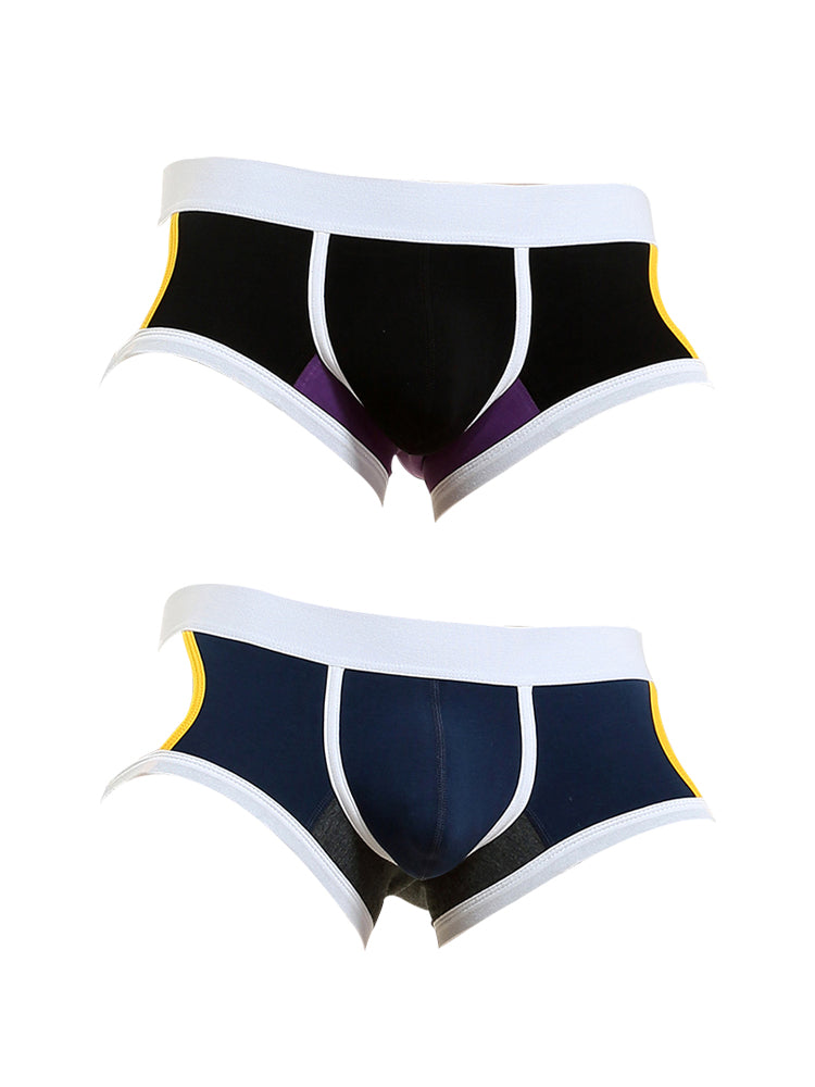 2 Pack Men's Soft Cotton Three-Hole Trunks | dmunderwear detail image 17
