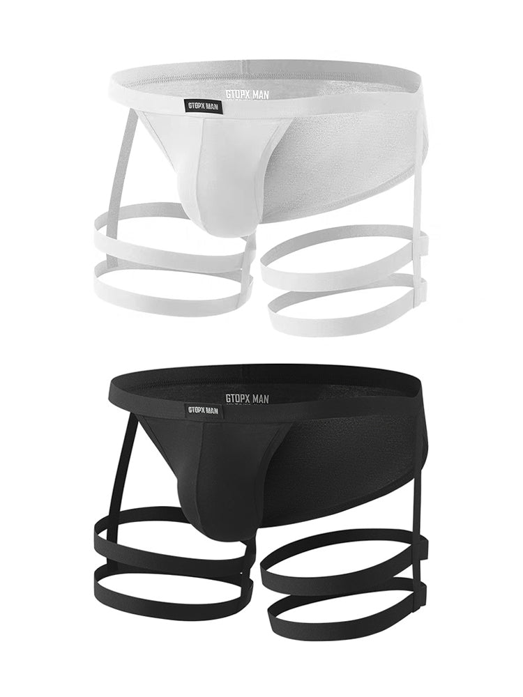 2 Pack Men's Sexy Low-Rise Tie-Side U-Pouch Sheer Design Breathable Bikini | dmunderwear variant image