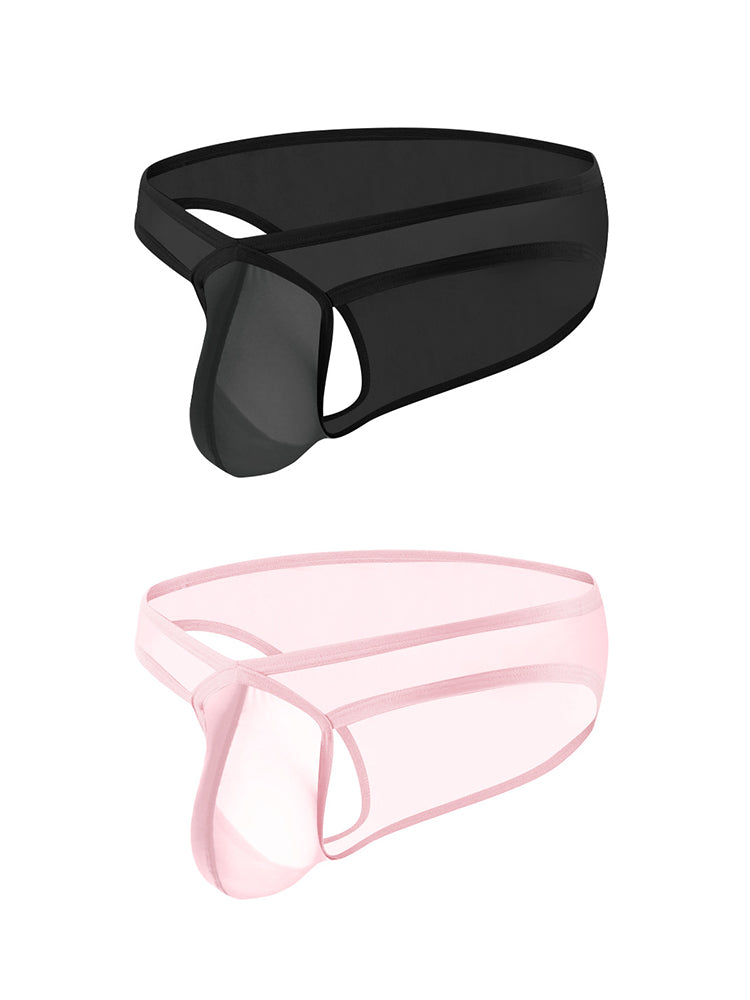 2 Pack Men's Sexy See-Through Triangle Y-Shaped Sleep Briefs | dmunderwear variant image