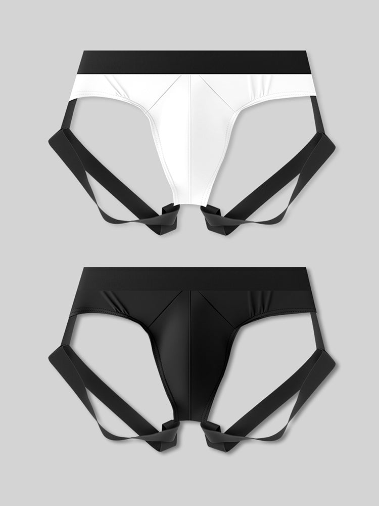 2 Pack Men's Sexy Thong with Elastic Leg Straps and Contoured Pouch | dmunderwear variant image