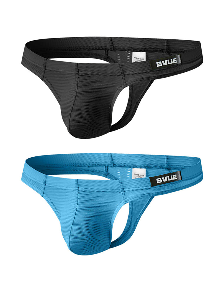 2 Pack Men's Sexy U-Pouch Sheer Icy Silk Seamless Comfort Firm Support Thongs | dmunderwear variant image