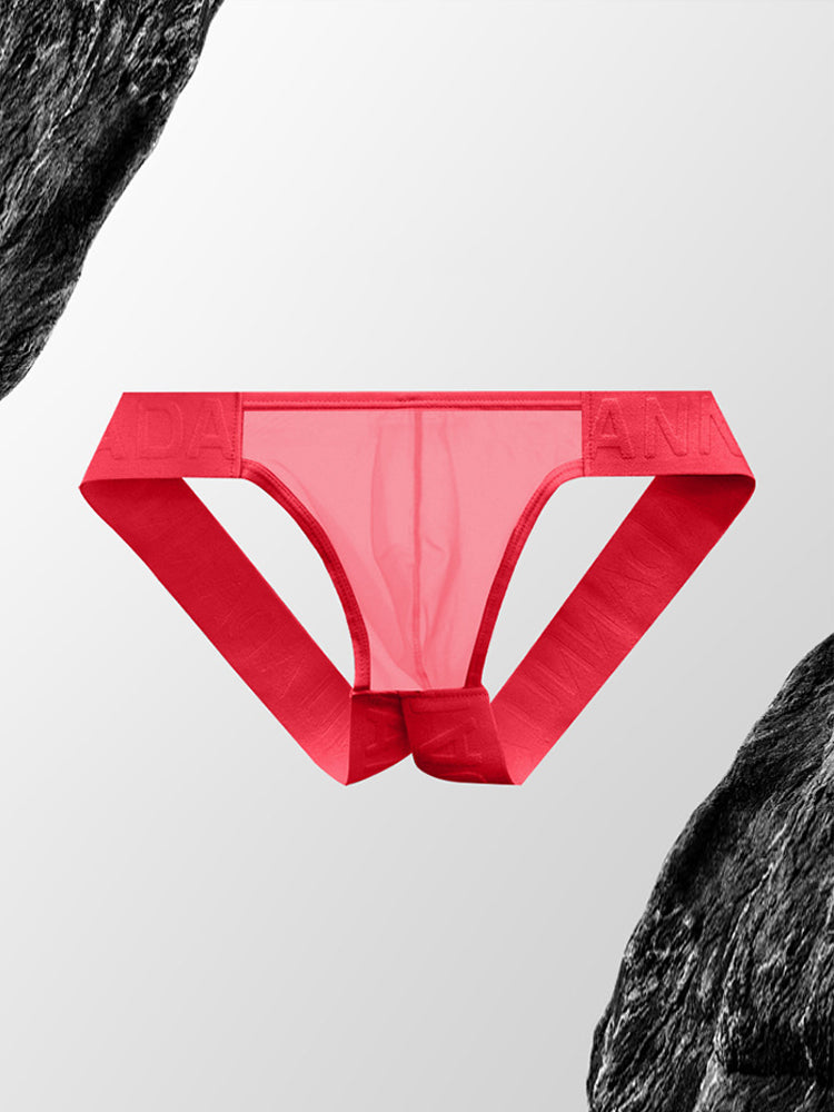 2 Pack Men's Sheer Elegance Comfy Waistband Stretch Fit Jockstrap | dmunderwear detail image 1