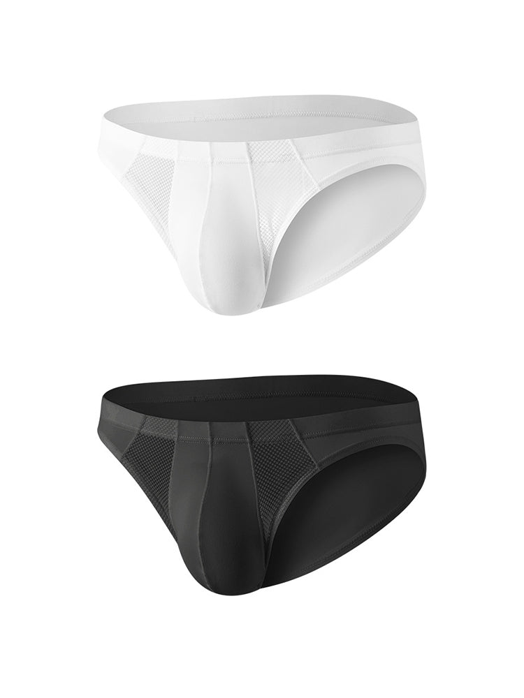 2 Pack Men's Sheer Mesh Low-Rise Sexy Ice Silk Briefs | dmunderwear variant image