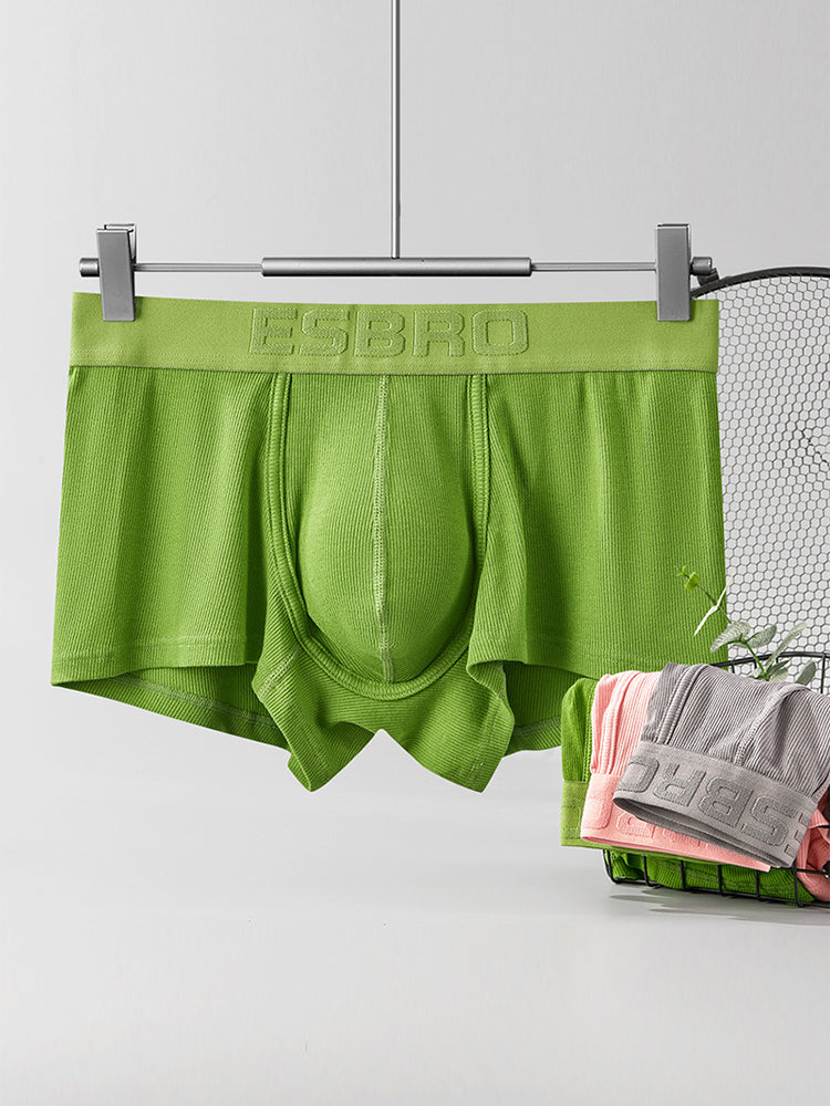 2 Pack Men's Single-Layer U-Pouch Ribbed Sweat-Absorbing Breathable Trunks | dmunderwear detail image 1