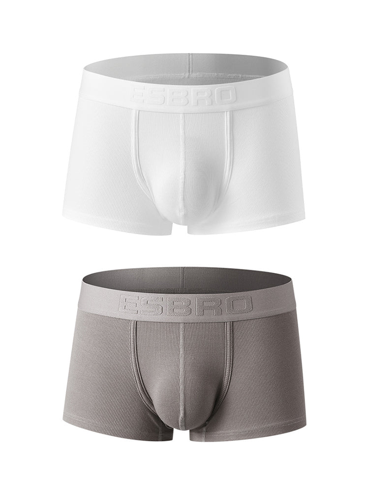 2 Pack Men's Single-Layer U-Pouch Ribbed Sweat-Absorbing Breathable Trunks | dmunderwear variant image