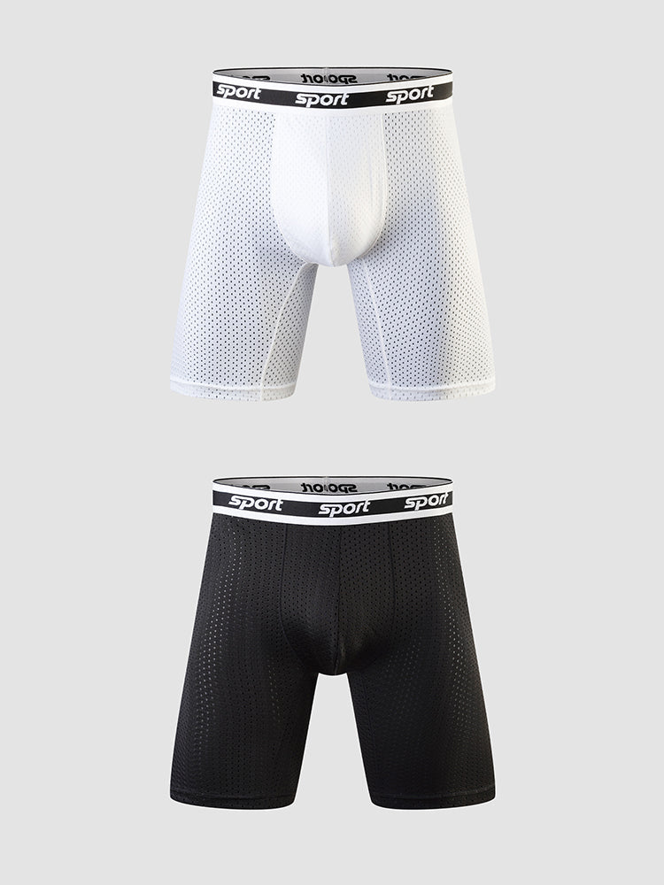 2 Pack Men's Solid Color Breathable Mesh Comfortable Midway Briefs | dmunderwear variant image