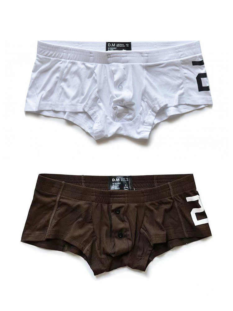 2-pack Men's Solid Color Comfortable Button-down Trunks | dmunderwear variant image