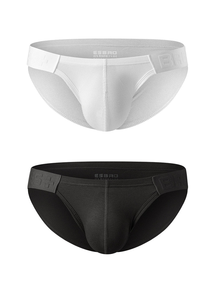 2 Pack Men's Solid Color Low Rise Sweat-Absorbent Large U-Shaped Small Pocket Briefs | dmunderwear variant image