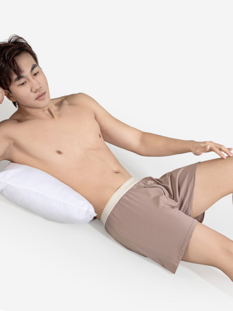 2 Pack Men's Solid Color Seamless Comfort Mid-Rise Home Shorts | dmunderwear detail image 1