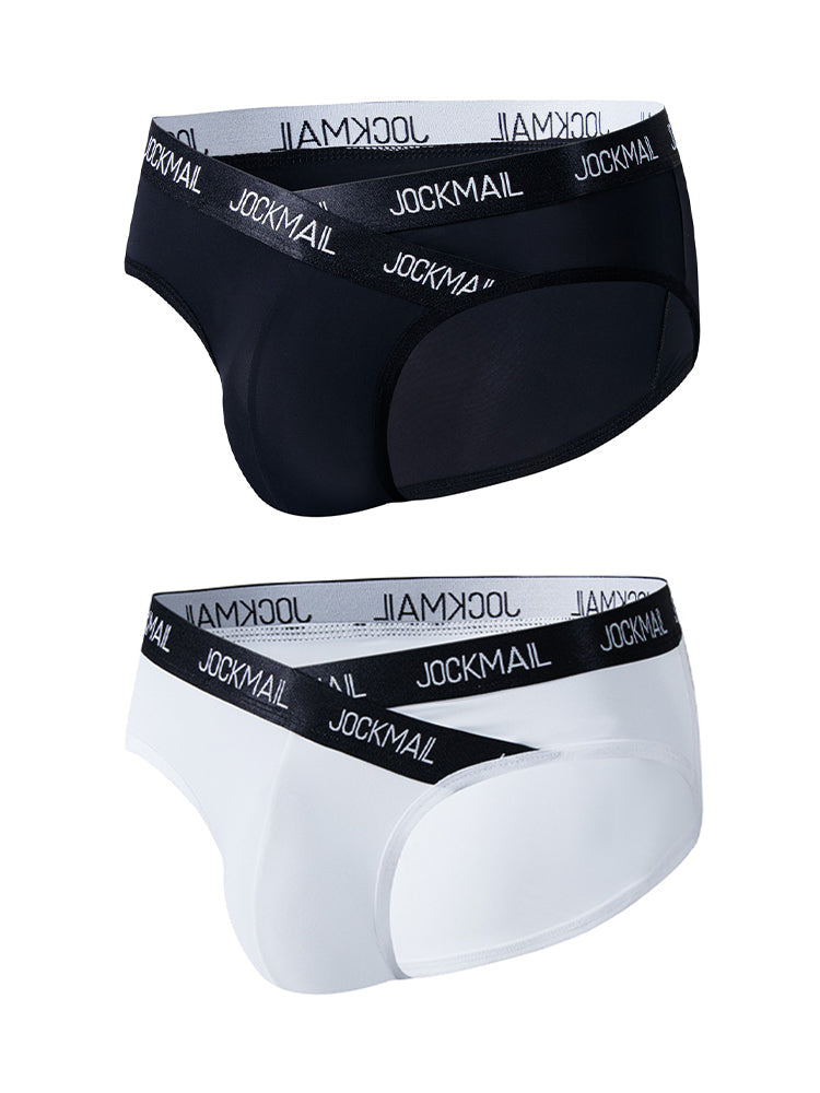 2 Pack Men's Sporty Letter Print Supportive Low-Rise Ice Silk Skin-Friendly Bikini | dmunderwear variant image