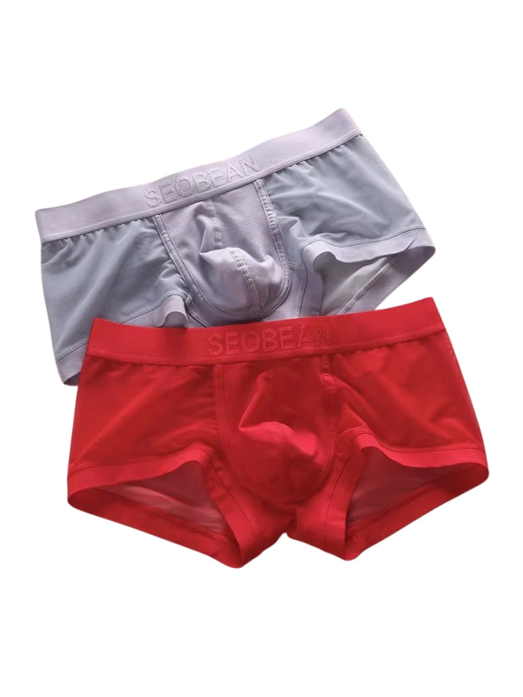 2 Pack Men's Stay-Put Fit Lightweight & Airy Solid Color Semi-Transparent Trunks | dmunderwear detail image 1