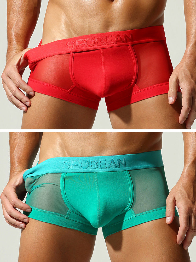 2 Pack Men's Stay-Put Fit Lightweight & Airy Solid Color Semi-Transparent Trunks | dmunderwear variant image