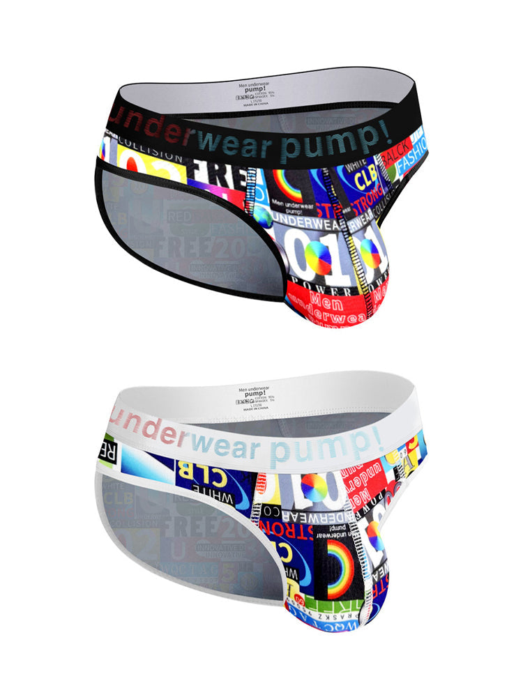 2 Pack Men's Stretch Fit Doodle Print Low-Rise Briefs | dmunderwear variant image