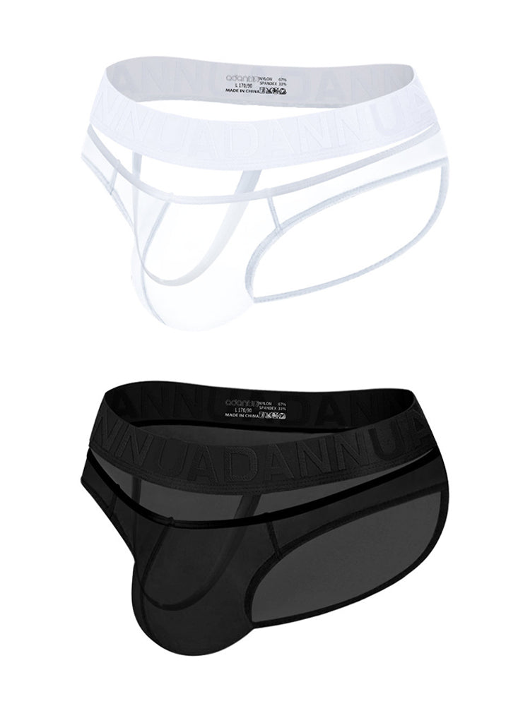 2 Pack Men's Stretch Solid Color Sexy Crotch Single-Layer Briefs | dmunderwear variant image