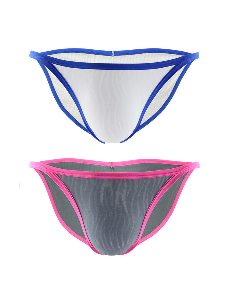 2 Pack Men's Striped Seamless Day-Long Comfort Breathable Bikinis | dmunderwear detail image 7