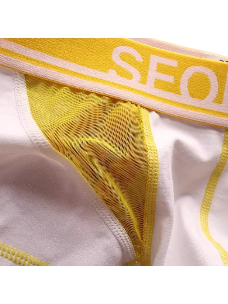2 Pack Men's Fashion Color-Block Mesh Cotton Trunks with U-Contour Pouch | dmunderwear detail image 14