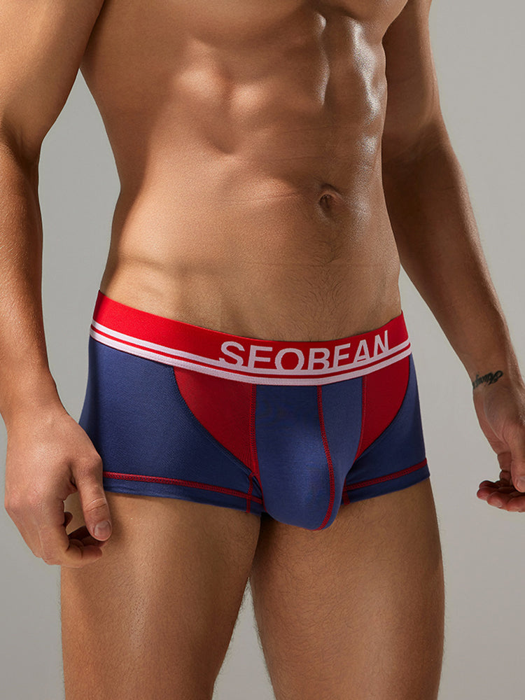 2 Pack Men's Fashion Color-Block Mesh Cotton Trunks with U-Contour Pouch | dmunderwear detail image 18