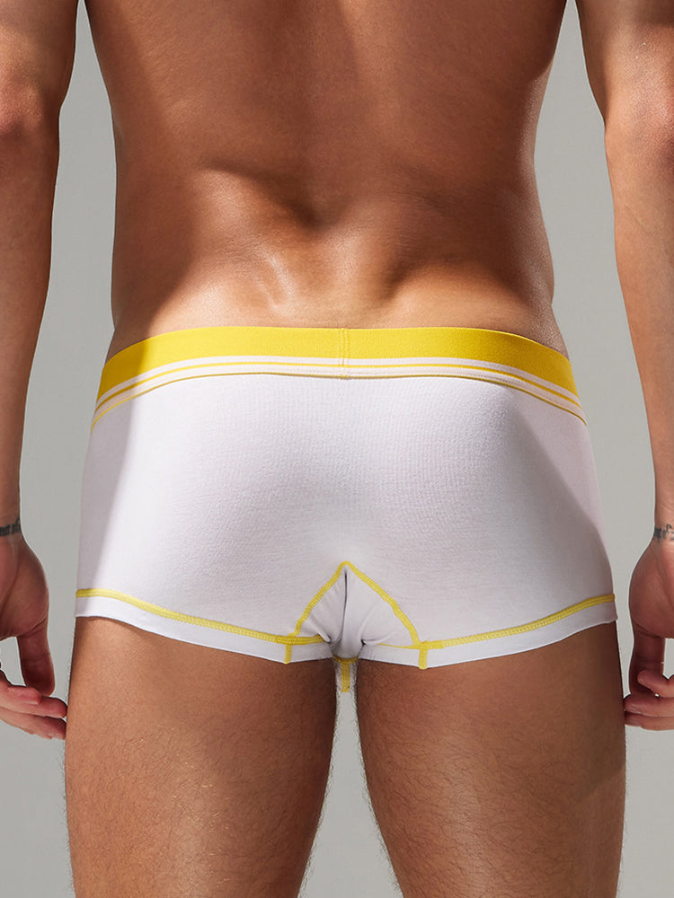 2 Pack Men's Fashion Color-Block Mesh Cotton Trunks with U-Contour Pouch | dmunderwear detail image 4