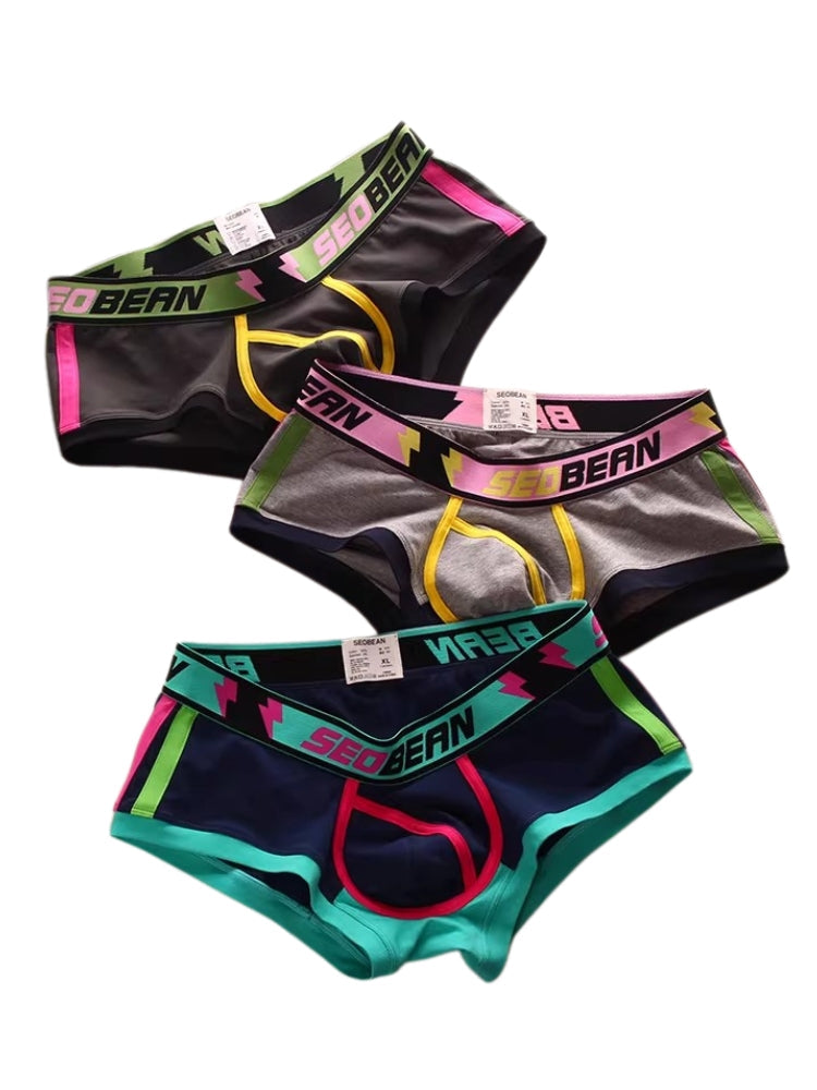 2 Pack Men's Cotton Sport Trunks with U-Pouch & Color-Block Design | dmunderwear detail image 11