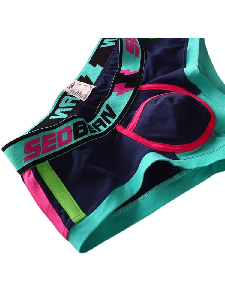 2 Pack Men's Cotton Sport Trunks with U-Pouch & Color-Block Design | dmunderwear detail image 8