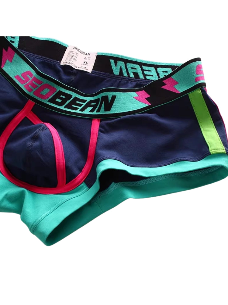 2 Pack Men's Cotton Sport Trunks with U-Pouch & Color-Block Design | dmunderwear detail image 9