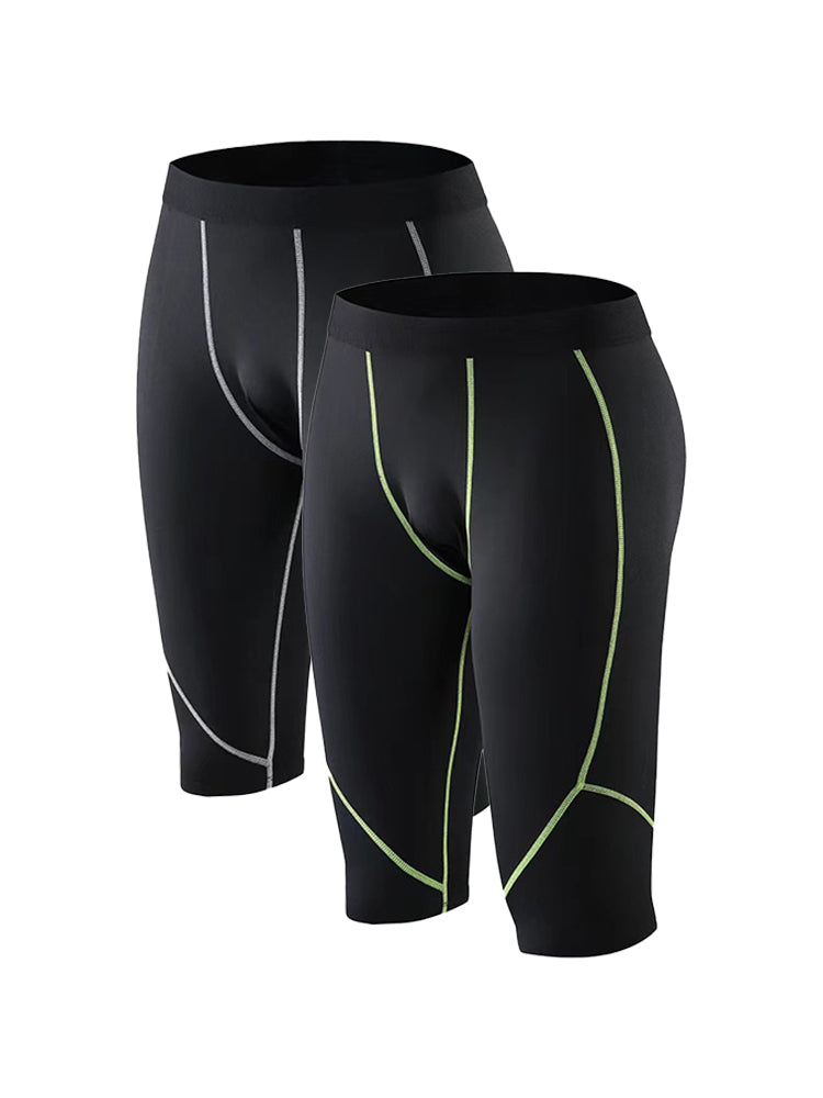 2 Pack Men's Sweat-Wicking Quick-Dry Muscle-Hugging Fit Activewear Tights | dmunderwear variant image
