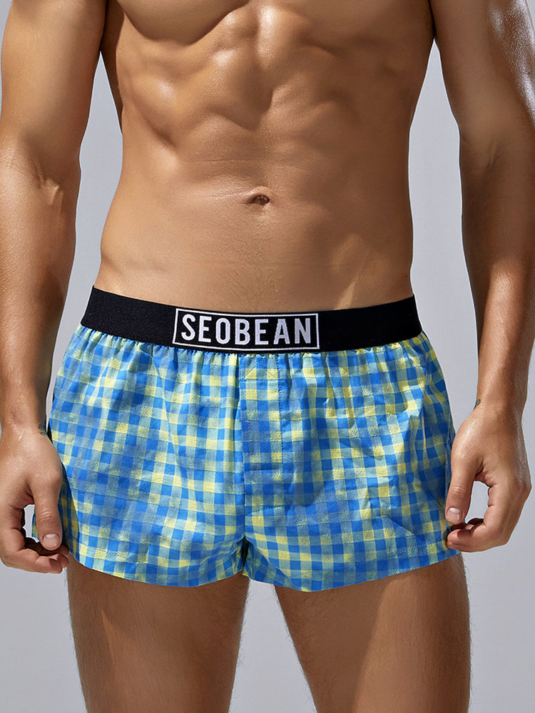 2 Pack Men's Trendy Plaid Odor-Control Seamless Comfort Boxer Shorts | dmunderwear detail image 1
