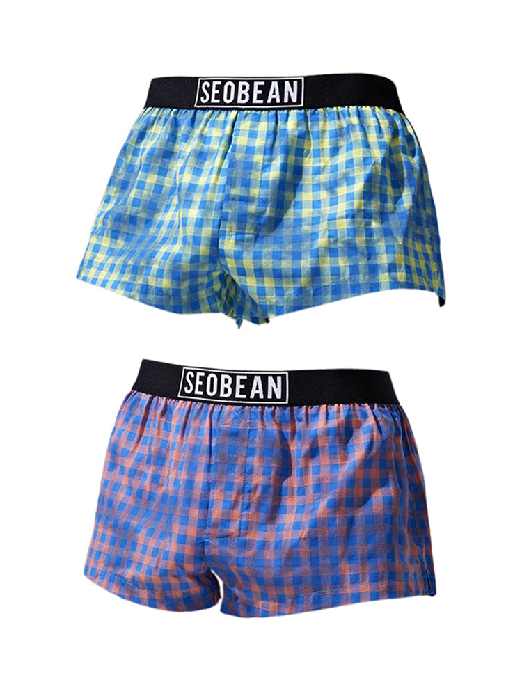 2 Pack Men's Trendy Plaid Odor-Control Seamless Comfort Boxer Shorts | dmunderwear variant image