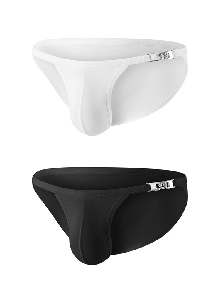 2 Pack Men's U-Shaped Pouch Low-Rise Metal-Clasp Thin Briefs | dmunderwear variant image