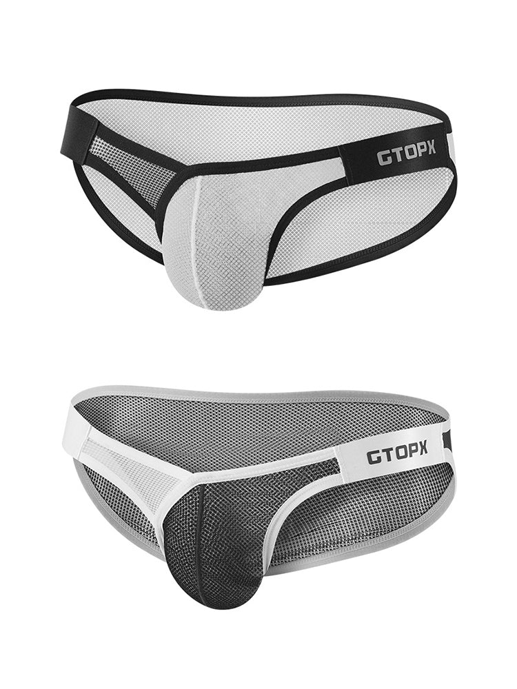 2 Pack Men's U-Pouch Sheer Mesh Briefs | dmunderwear variant image