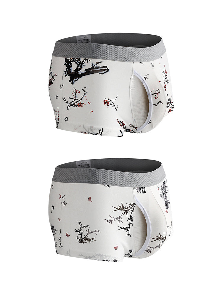 2 Pack Men's U-Pouch Side Vent Printed Trunks | dmunderwear variant image