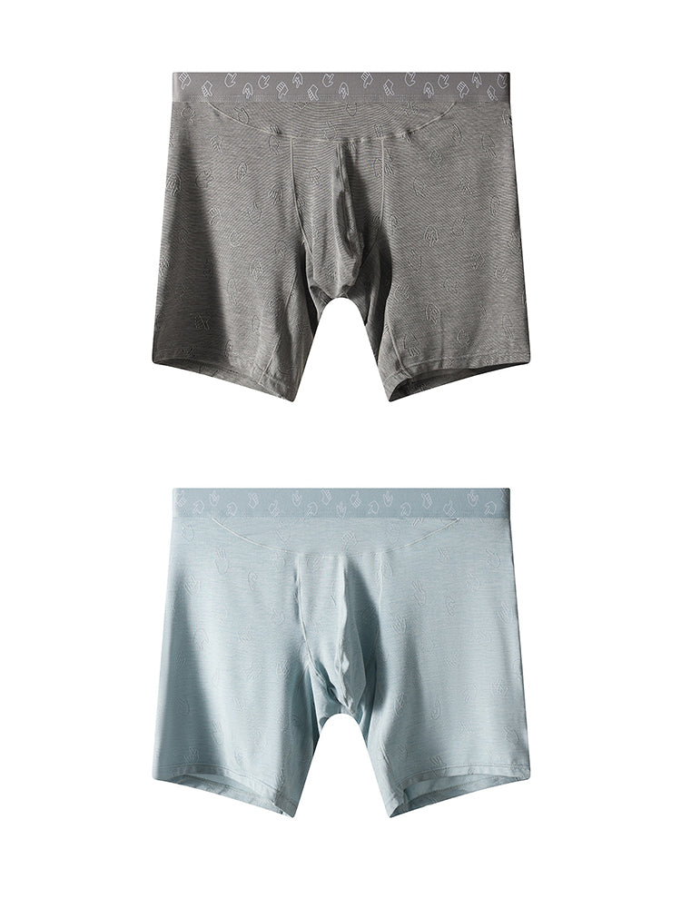 2 Pack Men's Ultra-Soft Mid-Rise High-Stretch Printed Boxers Briefs | dmunderwear variant image