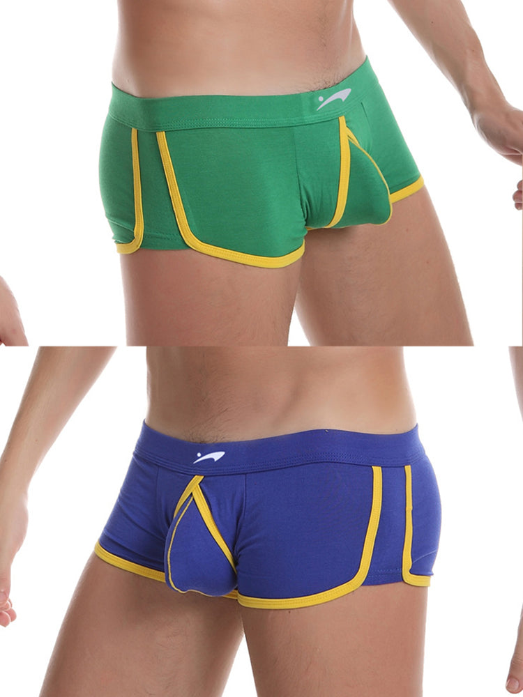 2 Pack Men's Ultra-Soft Modal Low-Rise Comfy Waistband Odor-Control Trunks | dmunderwear detail image 12
