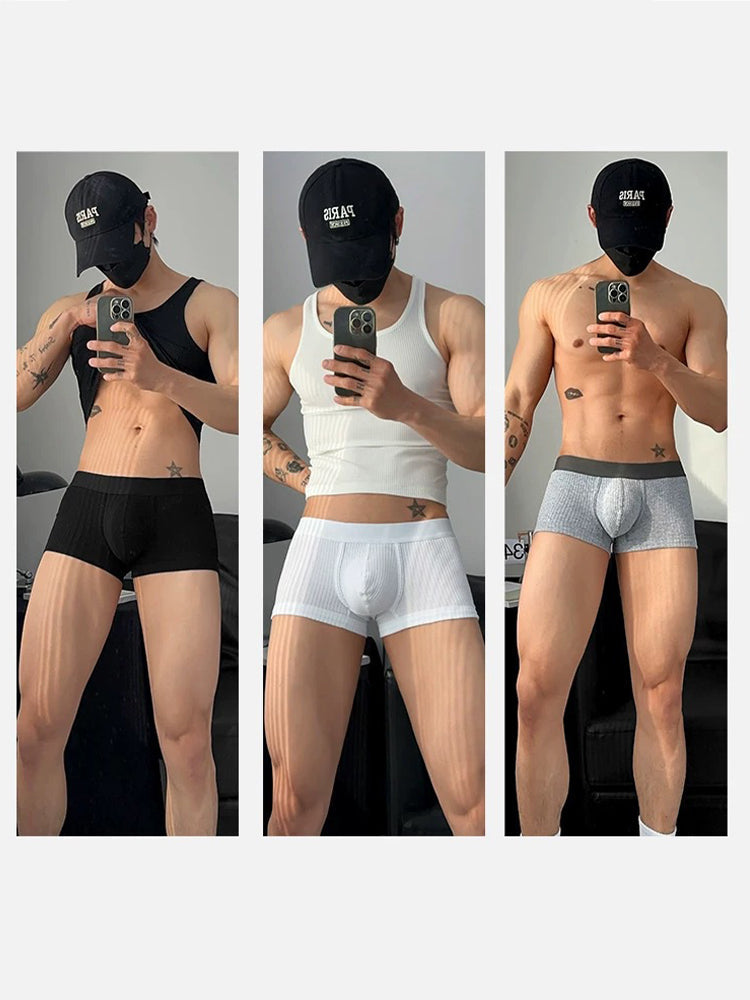 2 Pack Men's Ultra-Soft Premium Pure Cotton Comfy Waistband Seamless Trunks | dmunderwear detail image 11