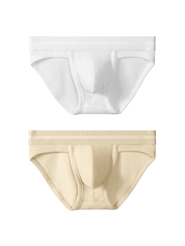 2 Pack Men's Waffle-Knit Cotton Separable Scrotum Support Briefs | dmunderwear variant image