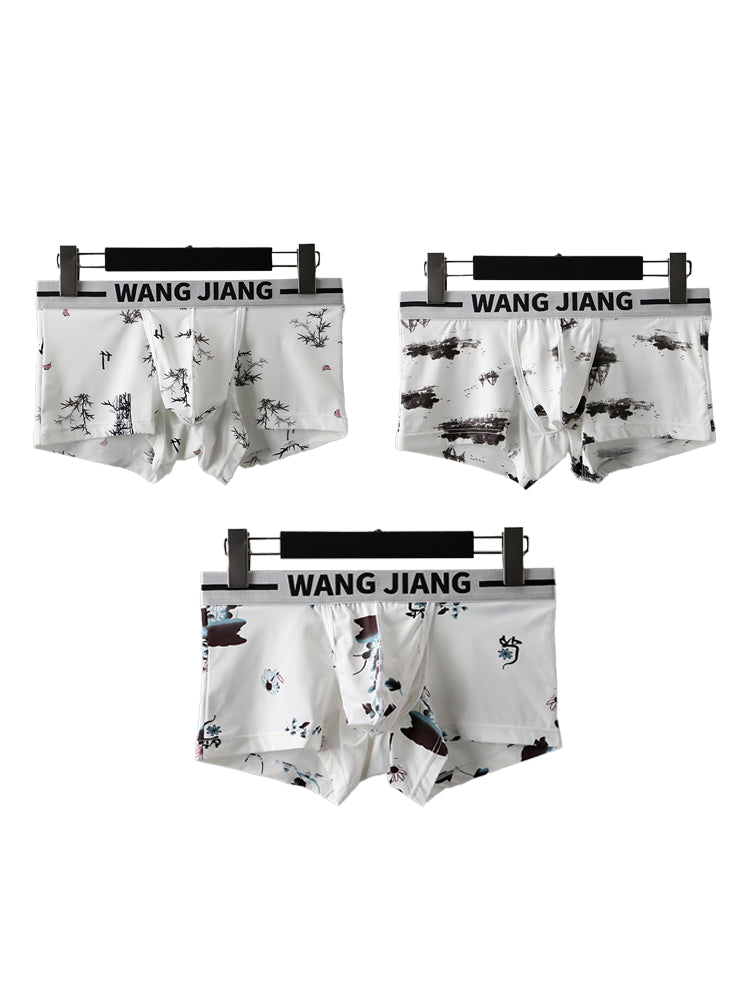 3 Pack Men's Ice Silk U Convex Pouch Trunks with Fly | dmunderwear variant image