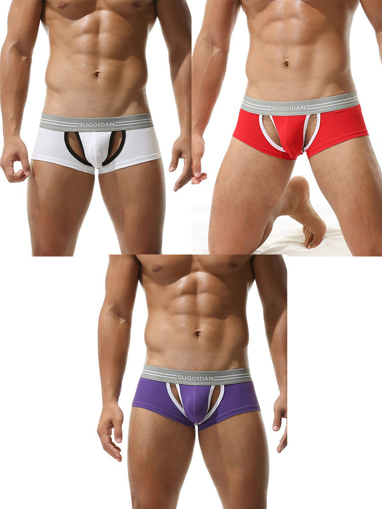 3 Pack Men's Sexy Cutout Trunks with Lift-up Pouch | dmunderwear variant image