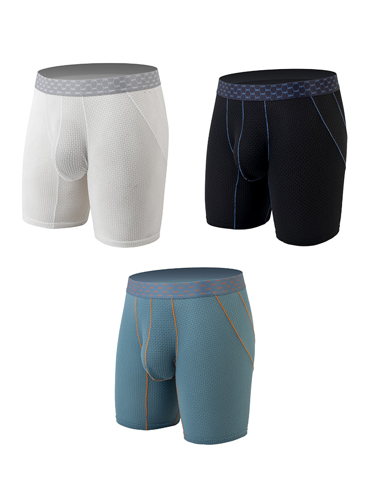 3 Pack Men's Anti-chafing Waffle Boxer Briefs | dmunderwear variant image