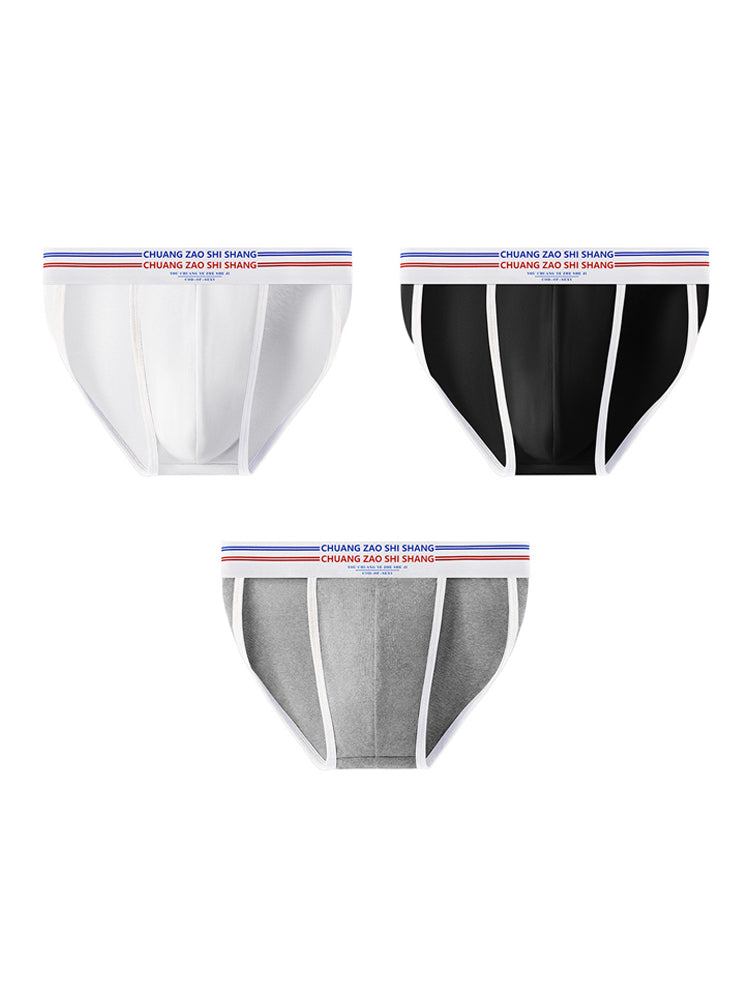 3 Pack Men's Breathable Cotton Stay-Put Fit Daily Stretch Bikini | dmunderwear variant image