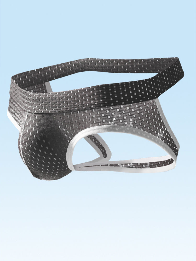 3 Pack Men's Breathable Mesh Ice Silk Sexy Stretch Fit Jockstrap | dmunderwear detail image 1