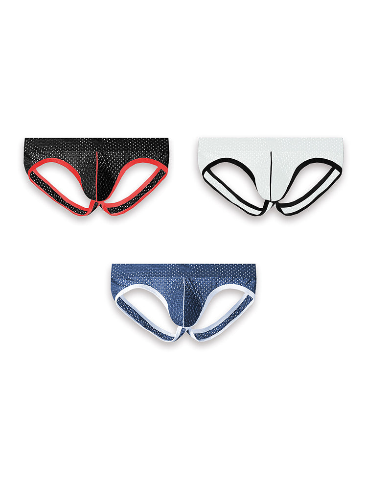 3 Pack Men's Breathable Mesh Ice Silk Sexy Stretch Fit Jockstrap | dmunderwear variant image